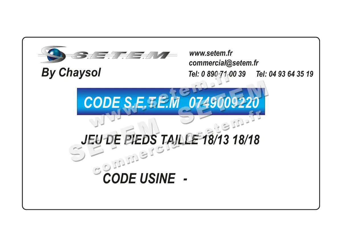0749009220-JEU DE PIEDS TAILLE 18/13 18/18 CHAYSOL