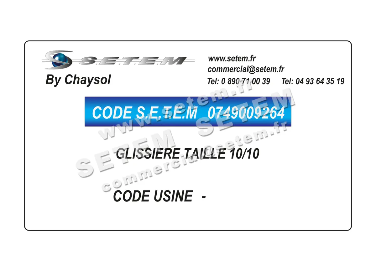 0749009264-GLISSIERE TAILLE 10/10 CHAYSOL