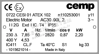 0760005580-MOTEUR ATAV 2.20KW 2P T230/400V HA90 B3 EEXDIICT4 AC30.90L2 3