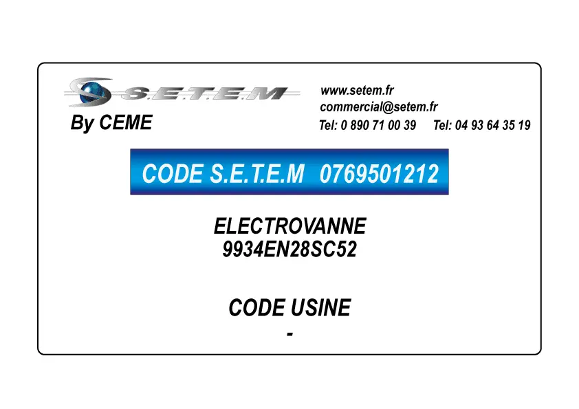 0769501212-ELECTROVANNE CEME 9934EN28SC52