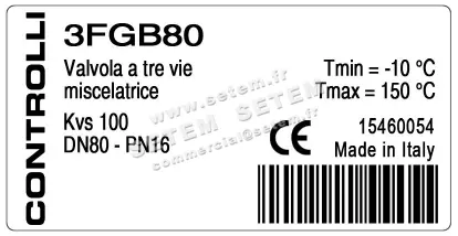 0790004552-VANNE SOUPAPE 3 VOIES 3FGB80 DN80 KVS100 CONTROLLI 3