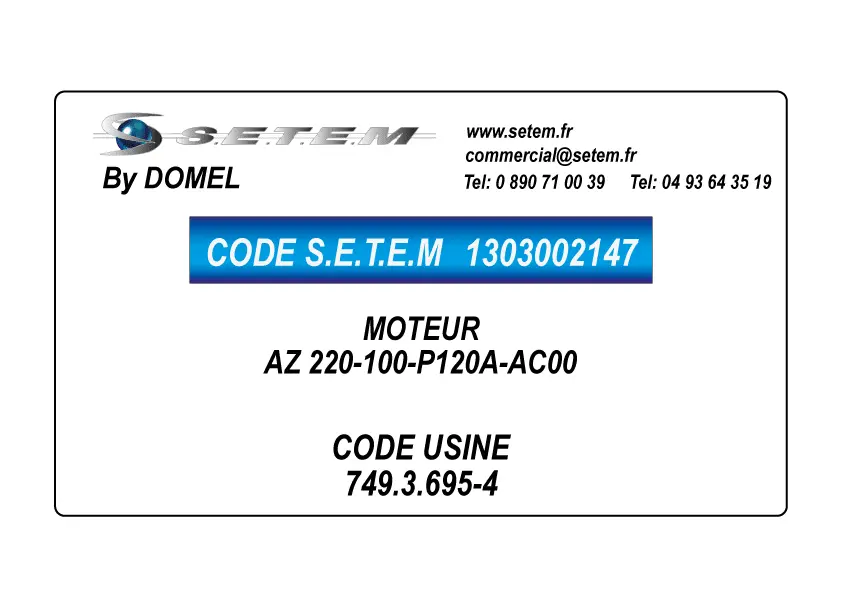 1303002147-MOTEUR DOMEL AZ 220-100-P120A-AC00 *749.3.695-4* 2