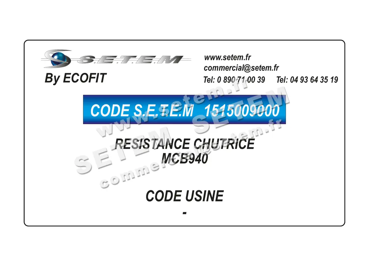 1515009000-RESISTANCE CHUTRICE MCB940 ECOFIT