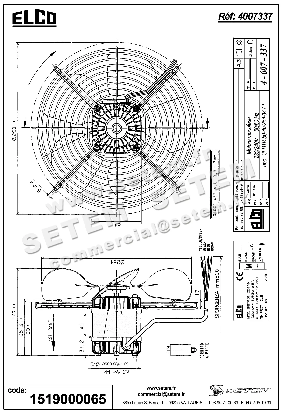 1519000065-VENTILATEUR ELCOMOTEUR 3FBTR50.40.254.34/1 *4007337* 6