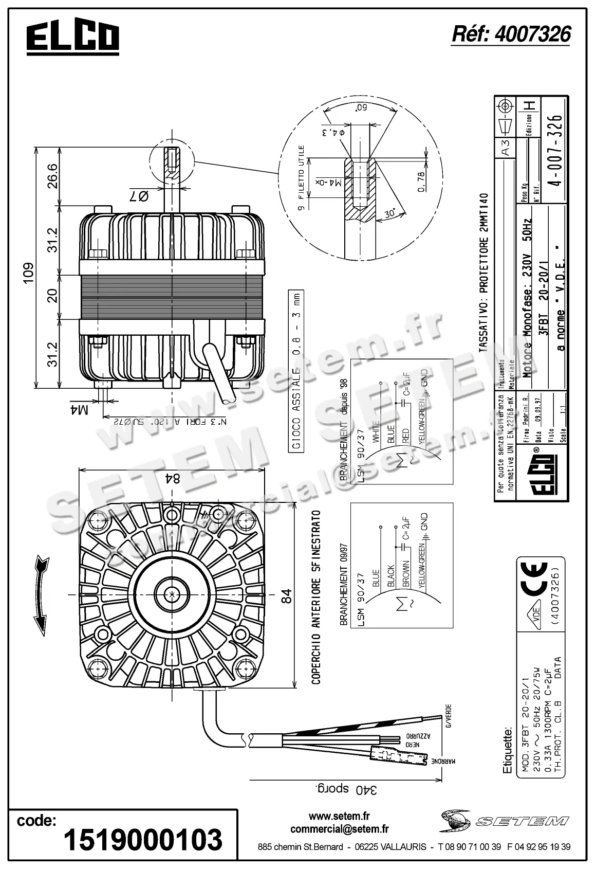 1519000103-MOTEUR ELCOMOTEUR 3FBT20.20/1 *4007326* 2