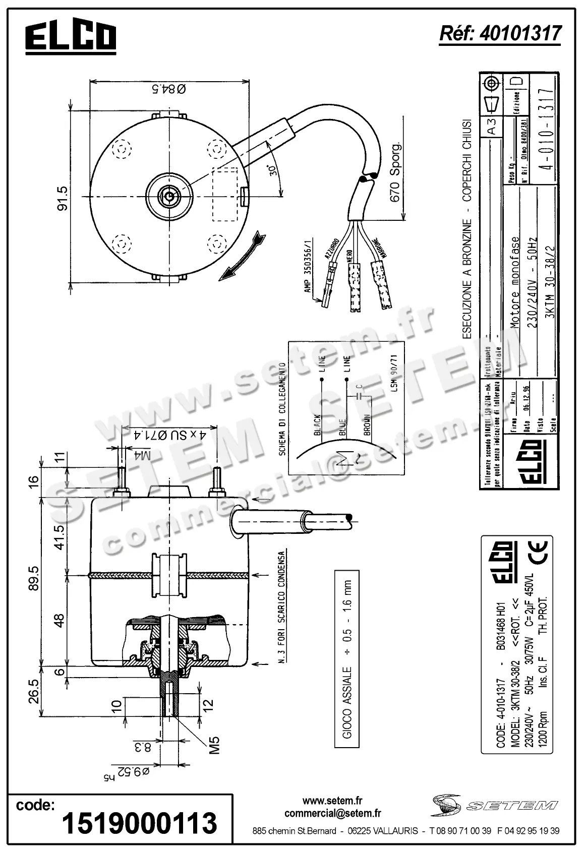 1519000113-MOTEUR ELCOMOTEUR 3KTM30.38/2 "B031468H01" *40101317* 3