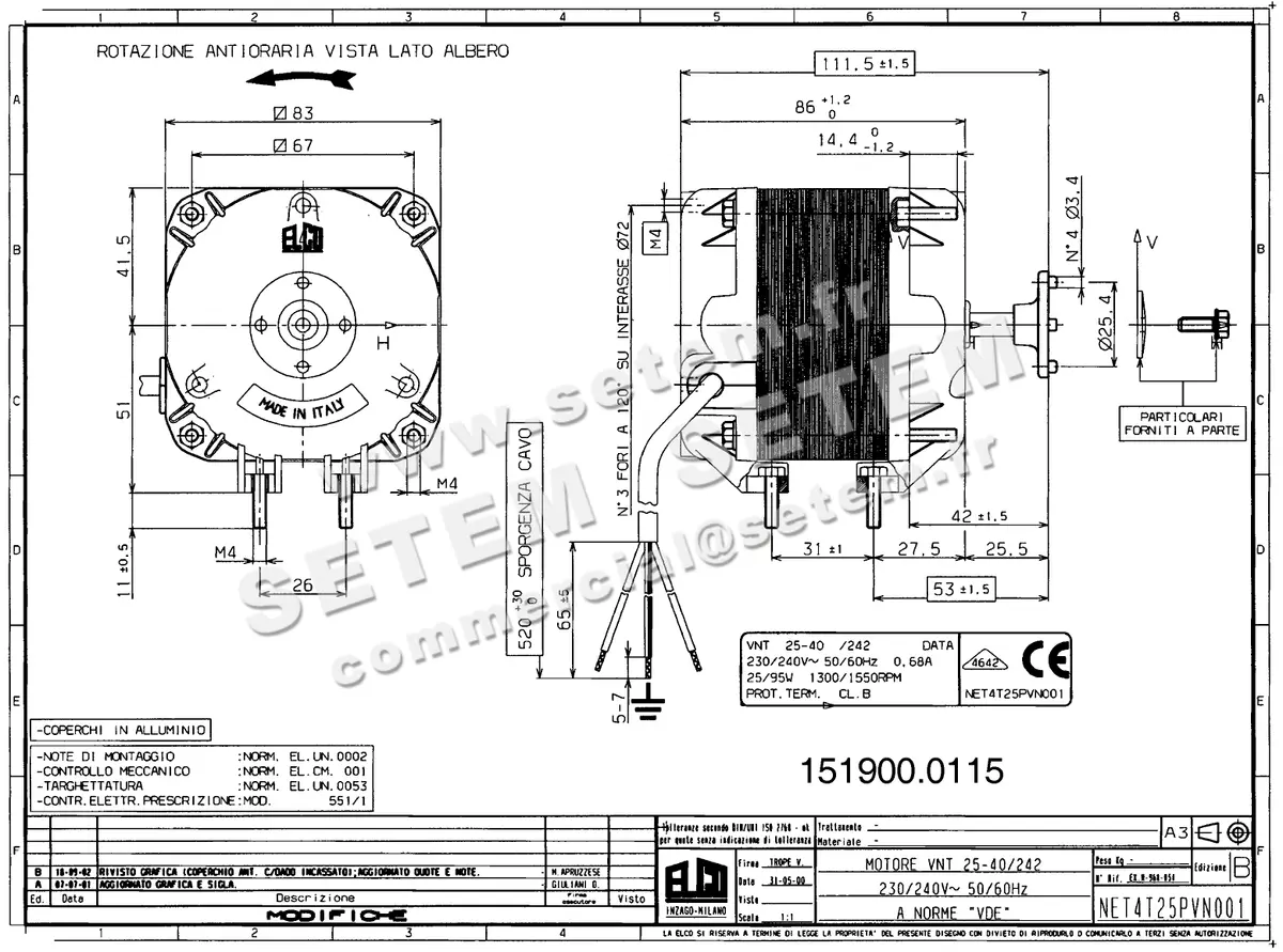 1519000115-MOTEUR ELCOMOTEUR VNT25.40/242 *NET4T25PVN001*