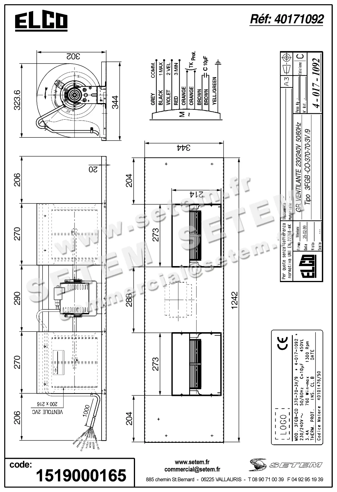 1519000165-GMV ELCOMOTEUR 3FGB.CO.370.70.3V/9 *40171092* 3