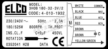 1519000193-MOTEUR ELCOMOTEUR 3HOB180.32.3V/2 "0352041H28" *40101932* 6