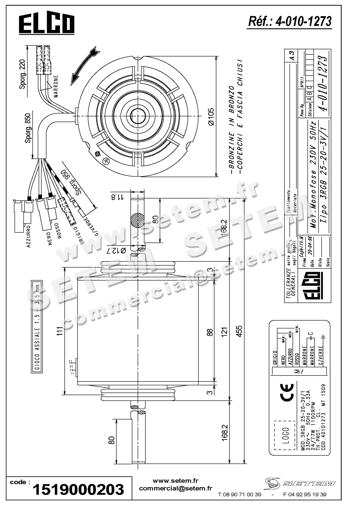 1519000203-MOTEUR ELCOMOTEUR 3RGB25.20.3V/1 "MT1509" *40101273*