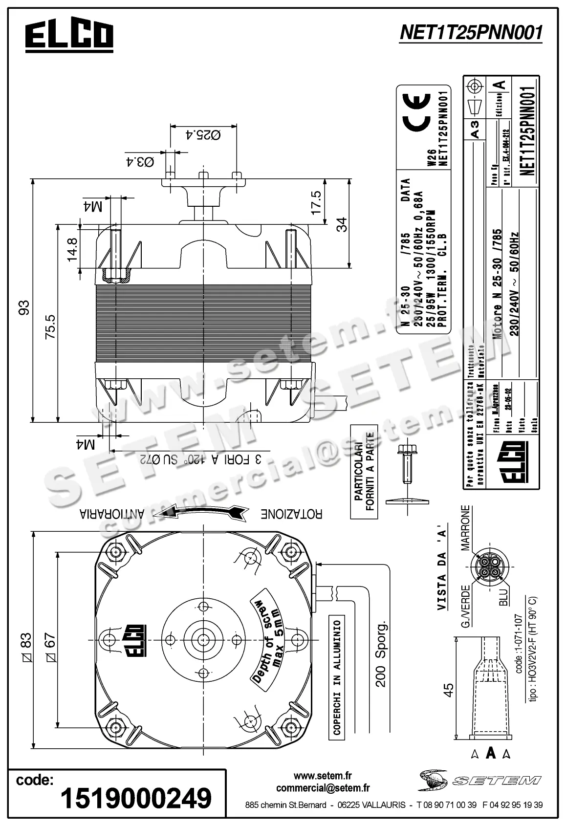 1519000249-MOTEUR ELCOMOTEUR N25-30/785 *NET1T25PNN001* 3