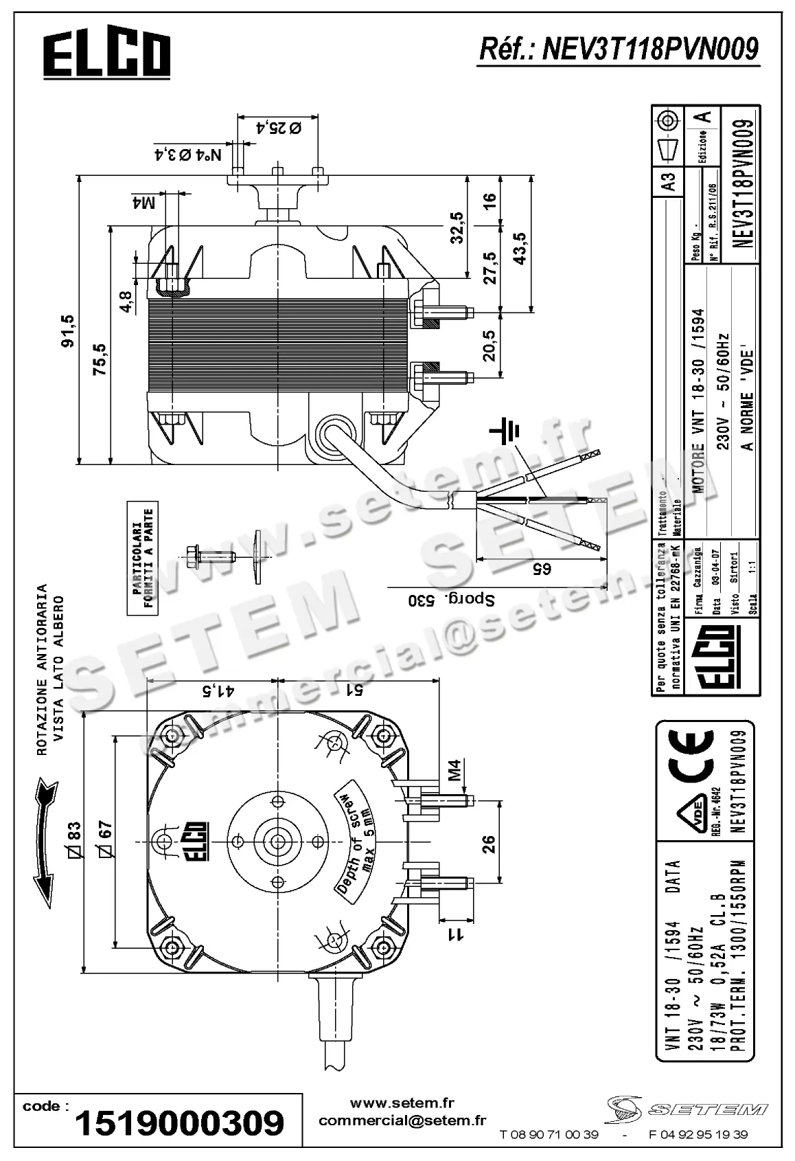 1519000309-MOTEUR ELCOMOTEUR VNT18.30/1594 *NEV3T18PVN009* 3