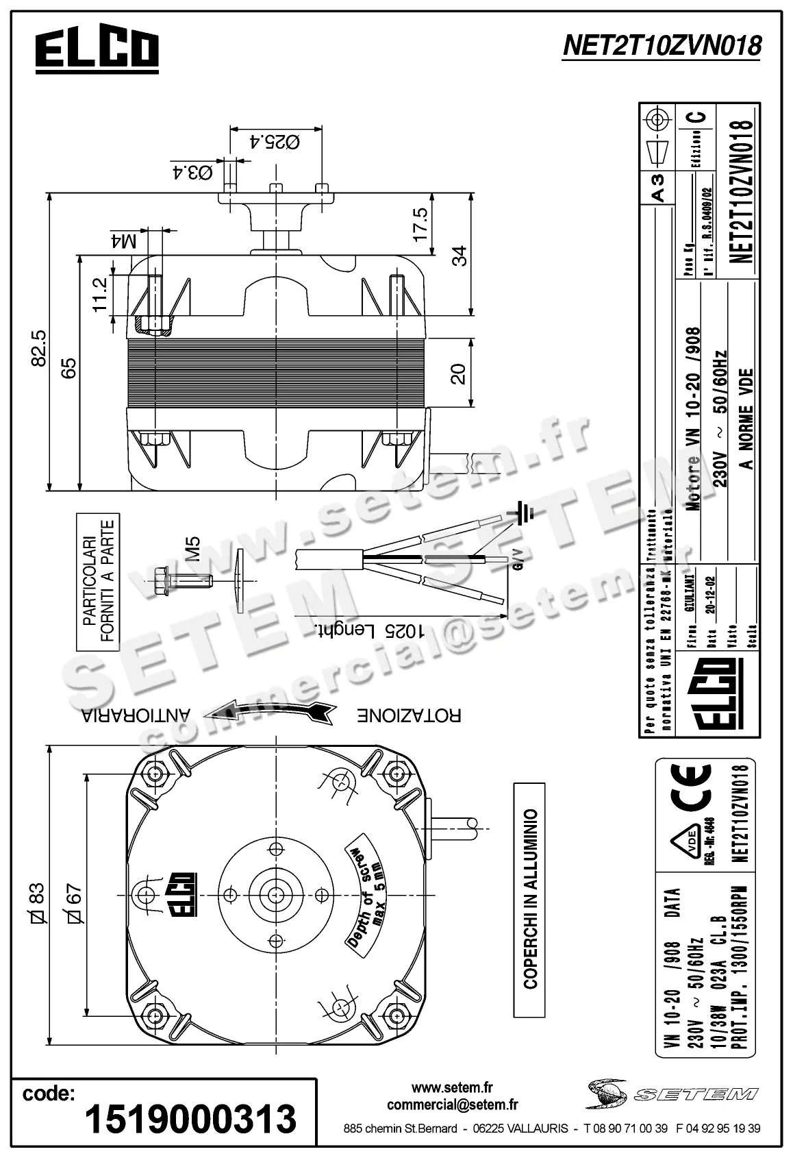 1519000313-MOTEUR ELCOMOTEUR VN10.20/908 *NET2T10ZVN018* 3