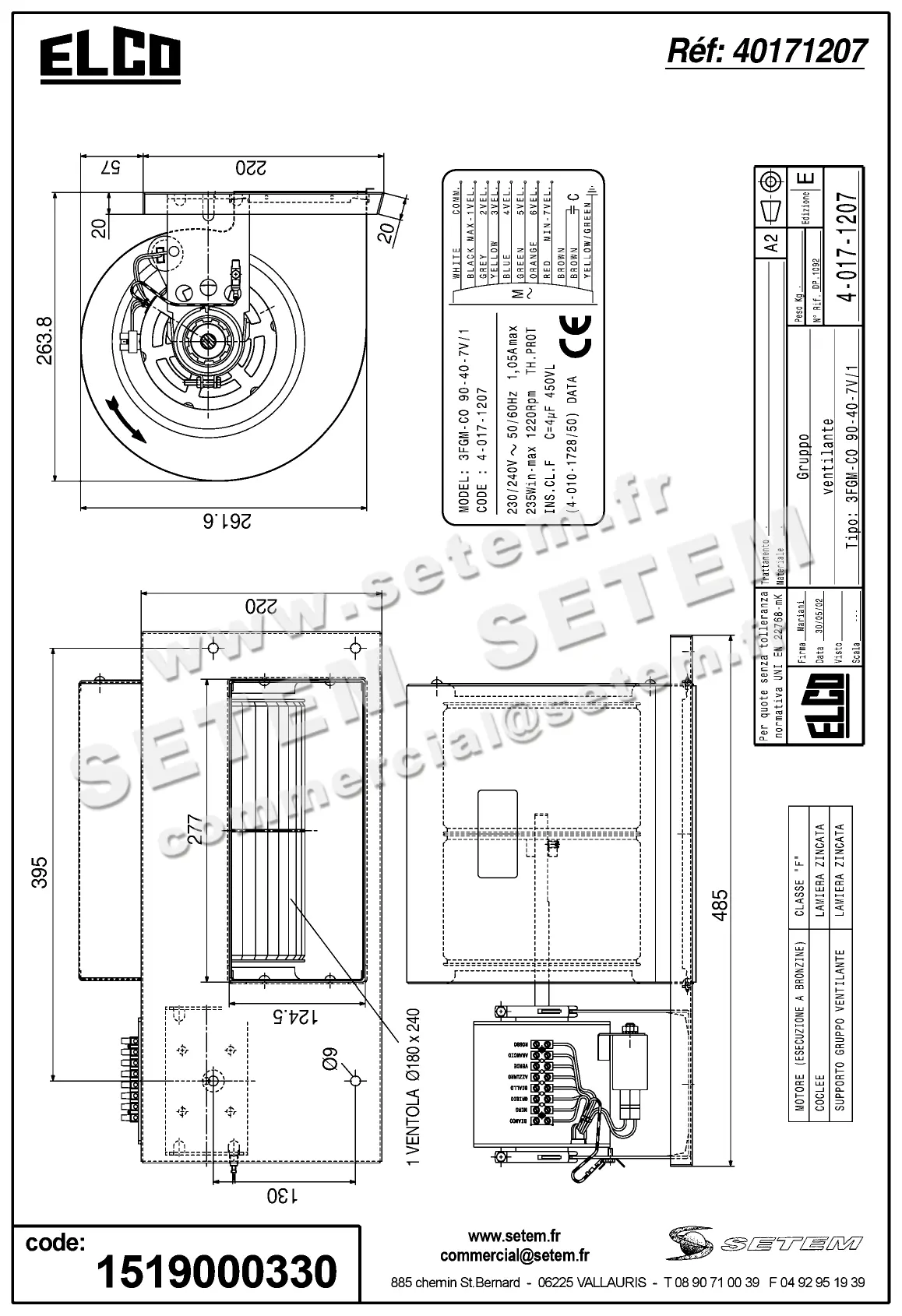 1519000330-GMV ELCOMOTEUR 3FGM.CO.90.40.7V/1 40101728/50 *40171207* 3