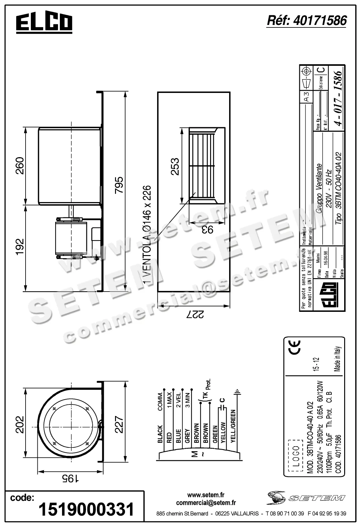 1519000331-GMV ELCOMOTEUR 3BTM.CO.40.40.A.0/2 *40171586* 3