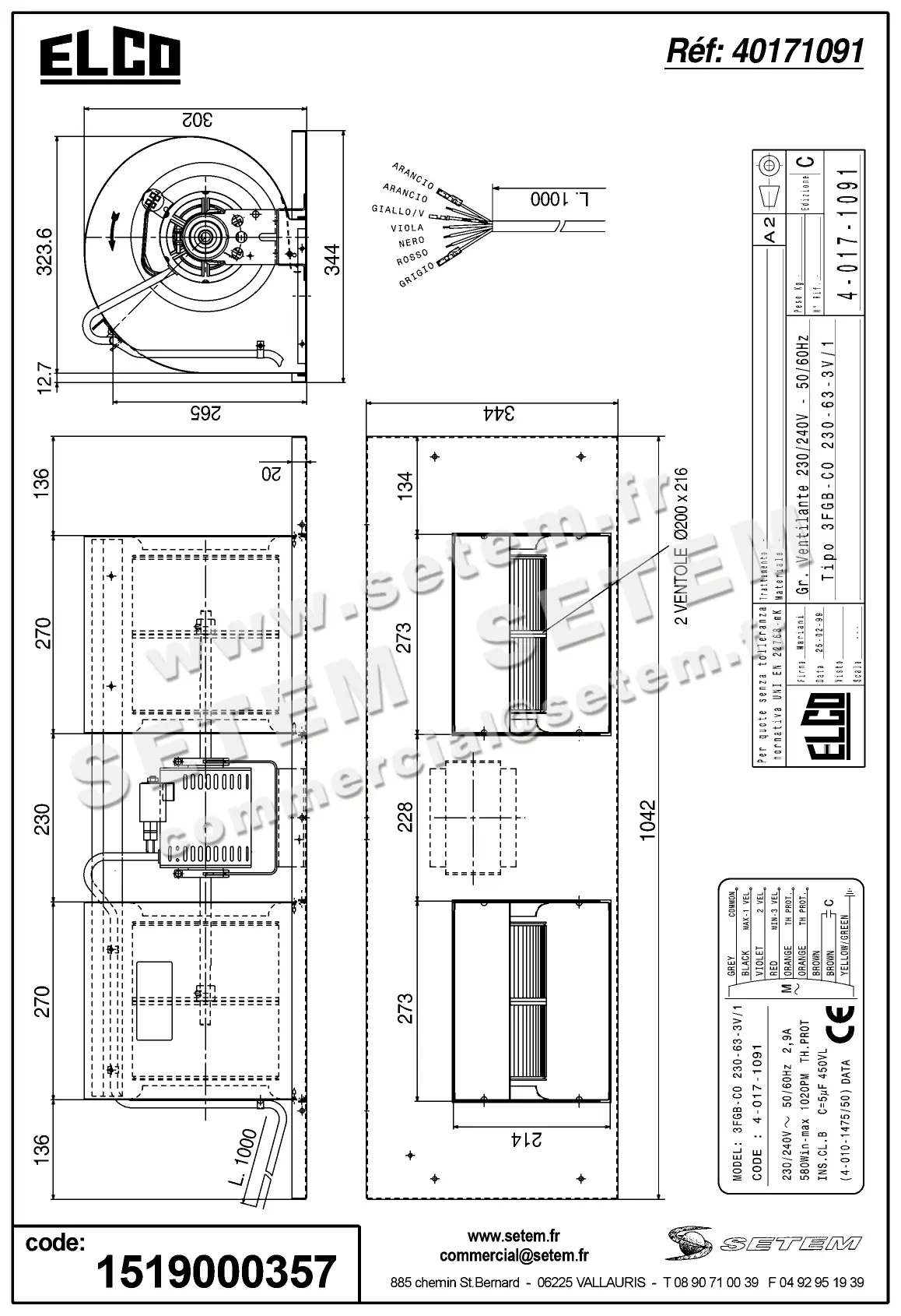 1519000357-GMV ELCOMOTEUR 3FGB.CO.230.63.3V/1 *40171091* 3