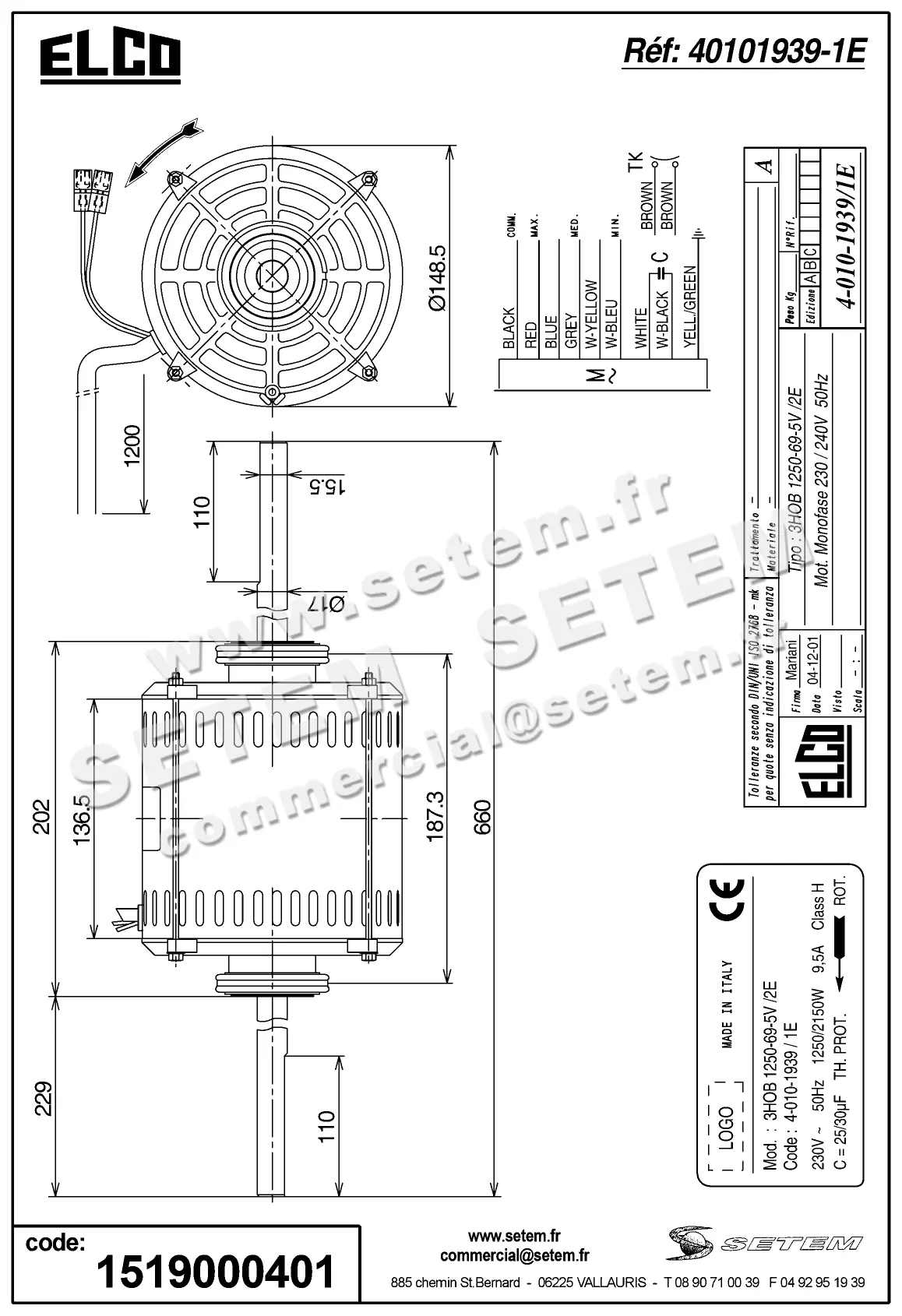 1519000401-MOTEUR ELCOMOTEUR 3HOB1250.69.5V/2 *40101939* 2
