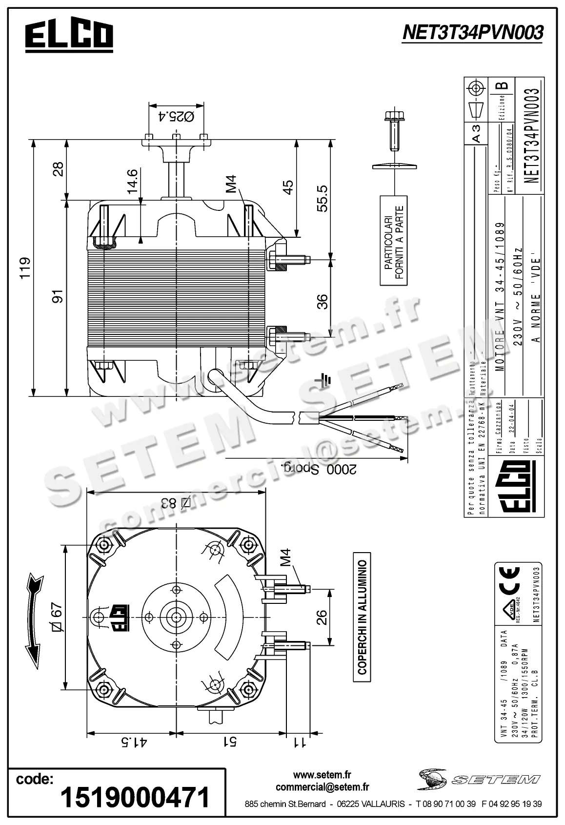 1519000471-MOTEUR ELCOMOTEUR VNT34.45/1089 *NET3T34PVN003* 3