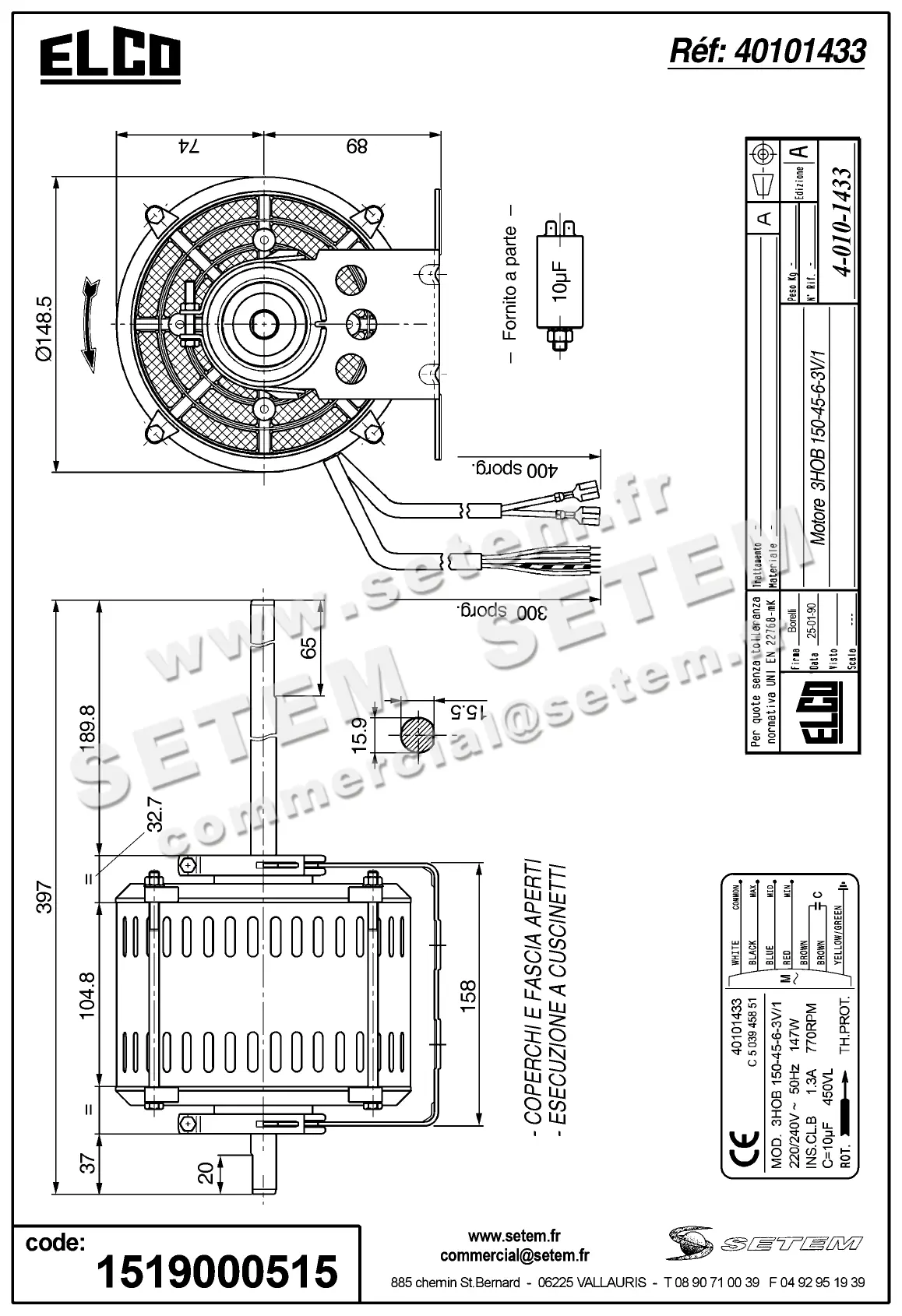 1519000515-MOTEUR ELCOMOTEUR 3HOB150.45.6.3V/1 "C503945851" *40101433* 3