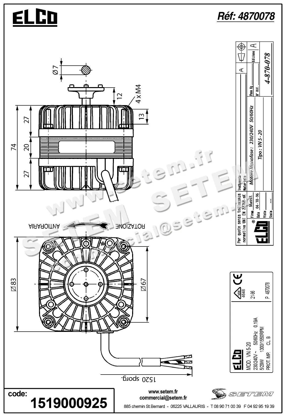 1519000925-MOTEUR ELCOMOTEUR VN5.20/A1003 *P4870078* 2