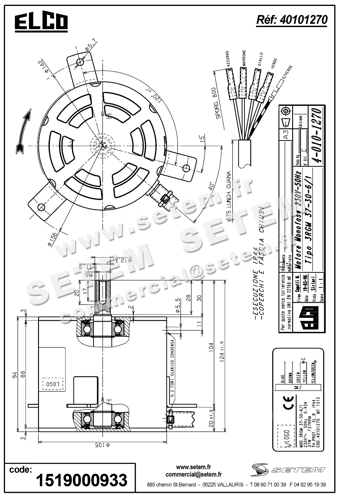 1519000933-MOTEUR ELCOMOTEUR 3RGM37.30.6/1 "MT1512" *40101270* 2