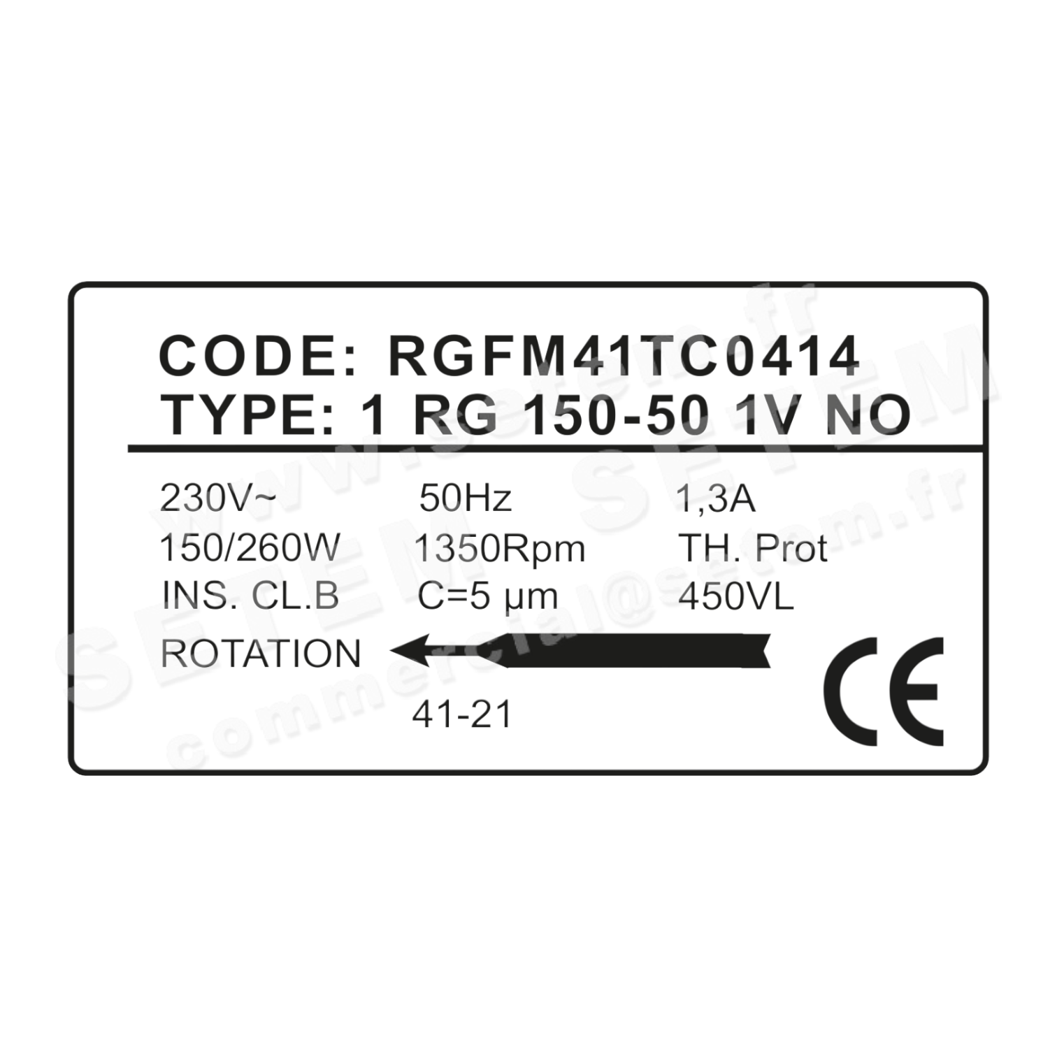 ENSEMBLE MOTEUR 1RG150.50.1V.NO *RGFM41TC0414* TURBINE 200X100X12.7RD 5