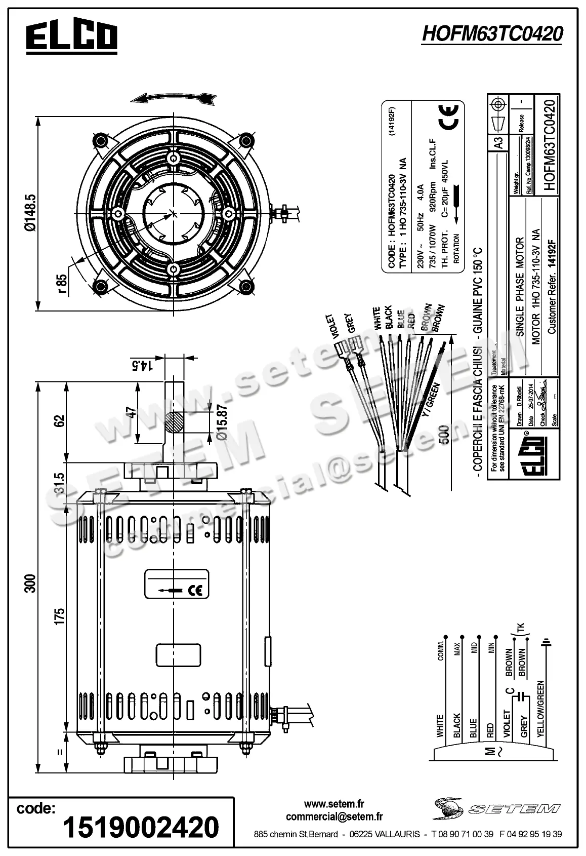 1519002420-MOTEUR ELCOMOTEUR 1HO735.110.3VNA "14192F" *HOFM63TC0420* 4