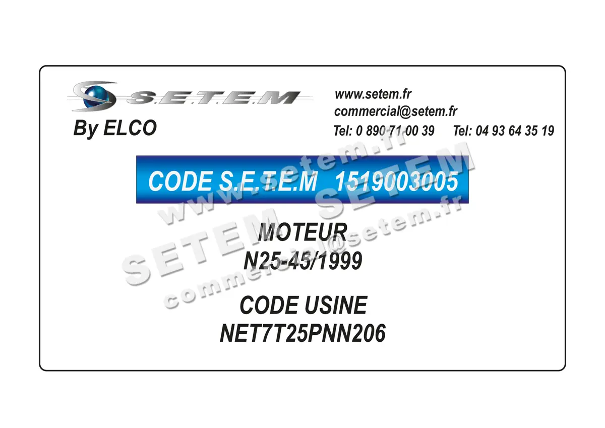 1519003005-MOTEUR ELCOMOTEUR N25-45/1999 *NET7T25PNN206* 2