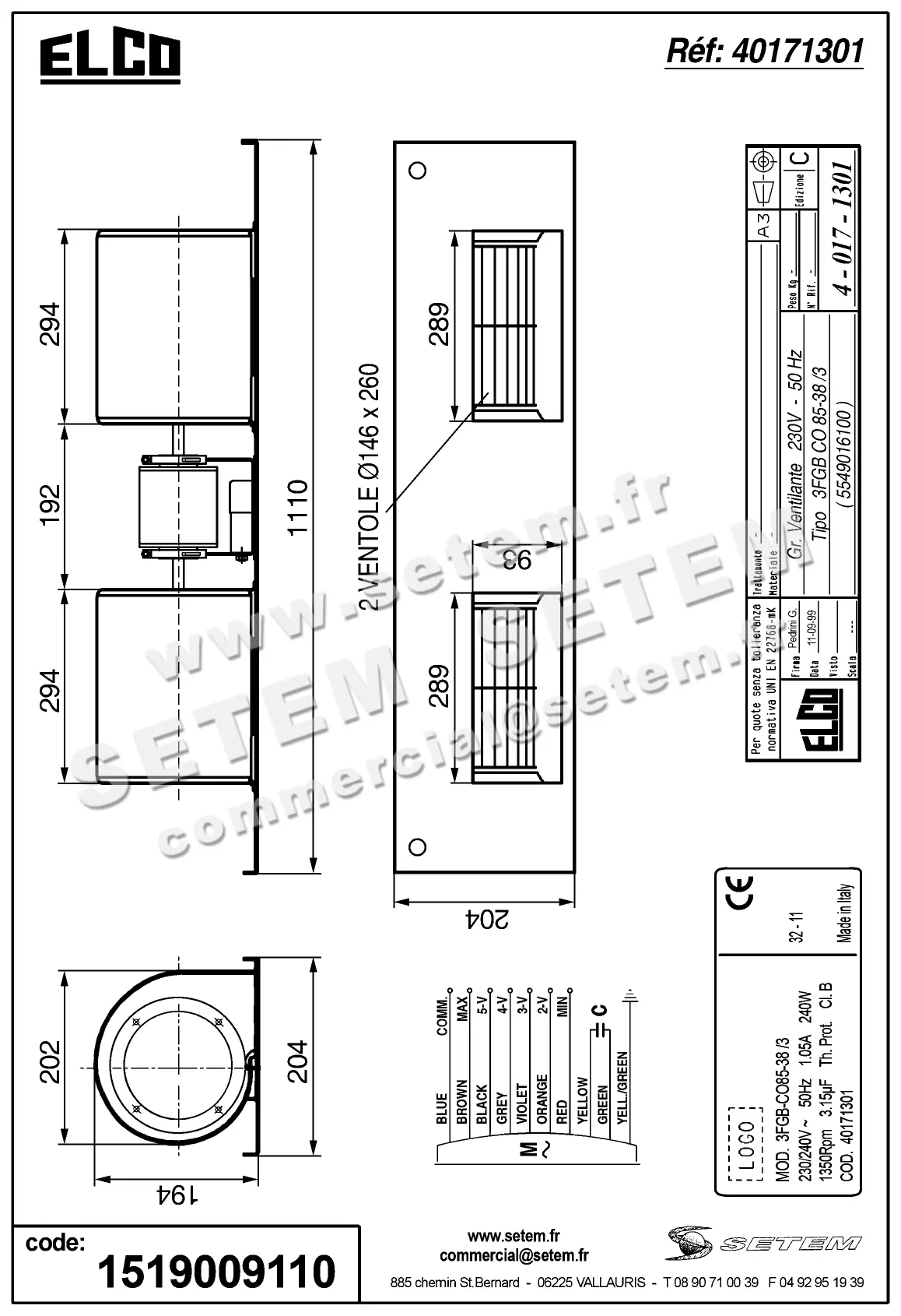 1519009110-GMV ELCOMOTEUR 3FGB.CO.85.38/3 *40171301* 3