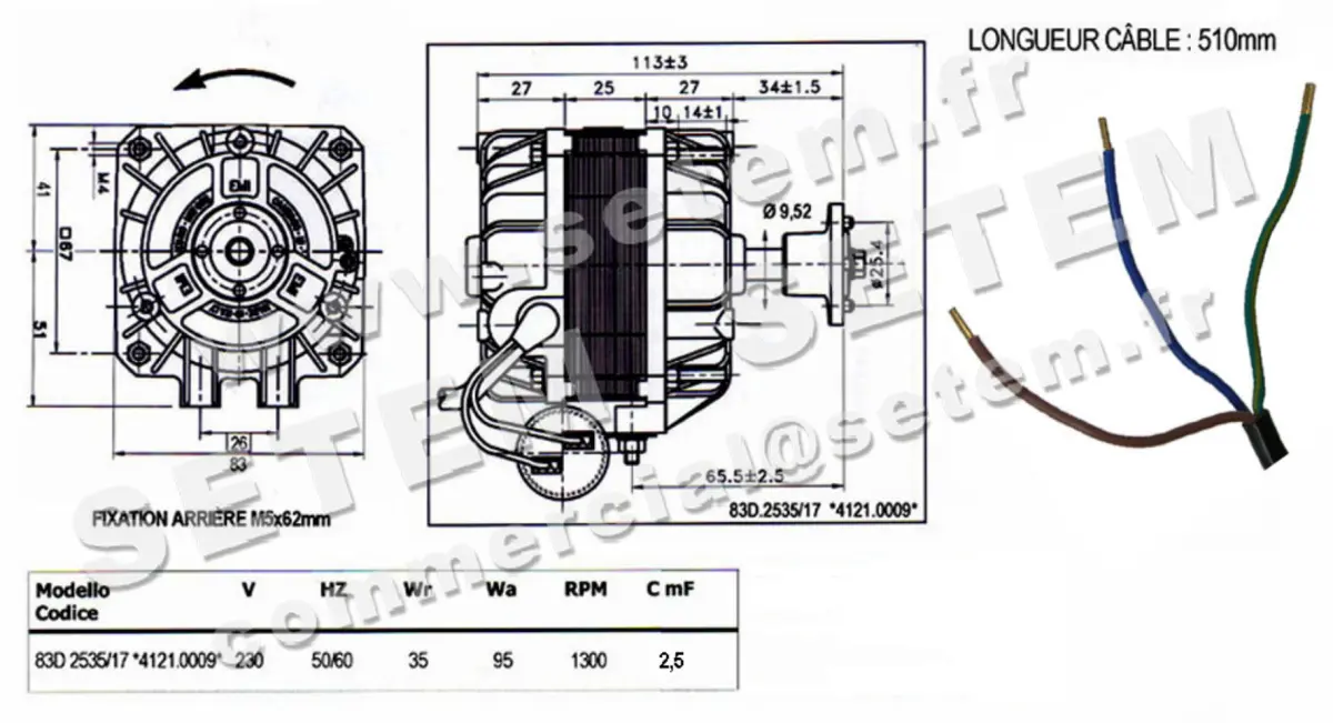 1539000009-MOTEUR EUROMOTORS 83D-2535/17 *4121.0009* 3
