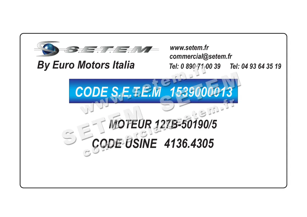 1539000013-MOTEUR EUROMOTORS 127B-50190/5 *4136.4305* 2