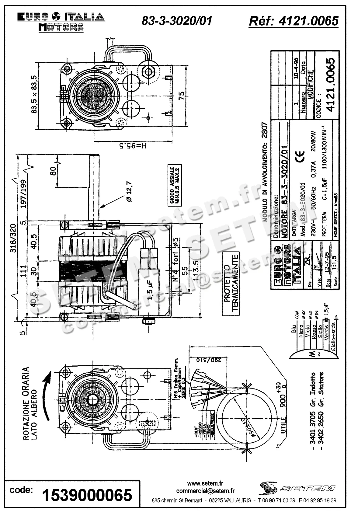 1539000065-MOTEUR EUROMOTORS 83-3-3020/01 *4121.0065* 2