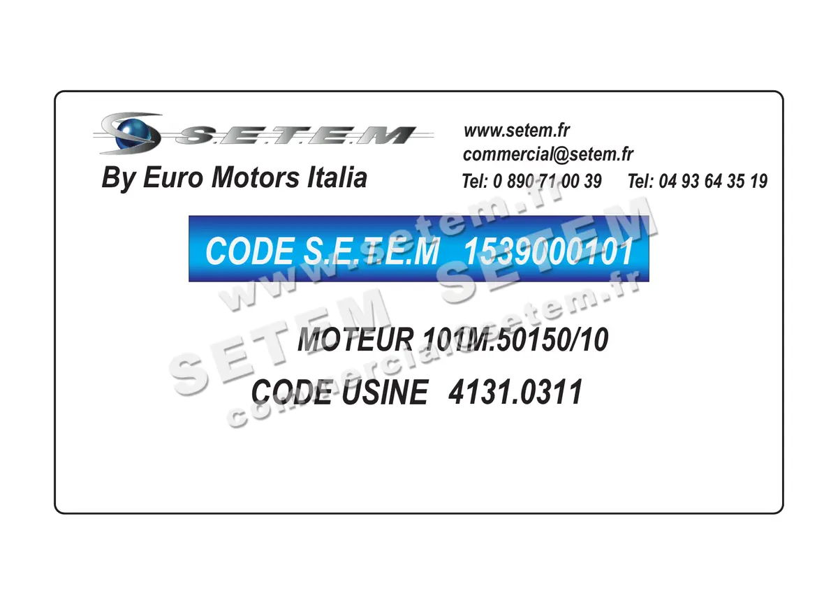 1539000101-MOTEUR EUROMOTORS 101M-50150/10 *4131.0311* 6