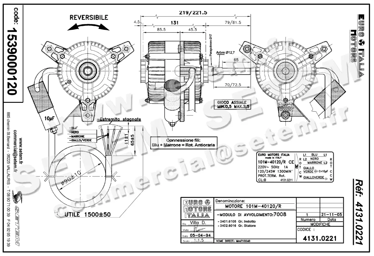 1539000120-MOTEUR EUROMOTORS 101M-40120/R *4131.0211* 3