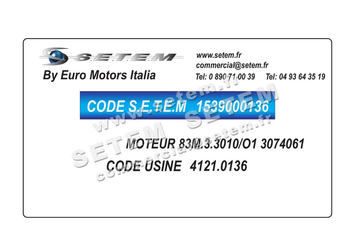 1539000136-MOTEUR EUROMOTORS 83M-3-3010/O1 "3074061" *4121.0136* 6