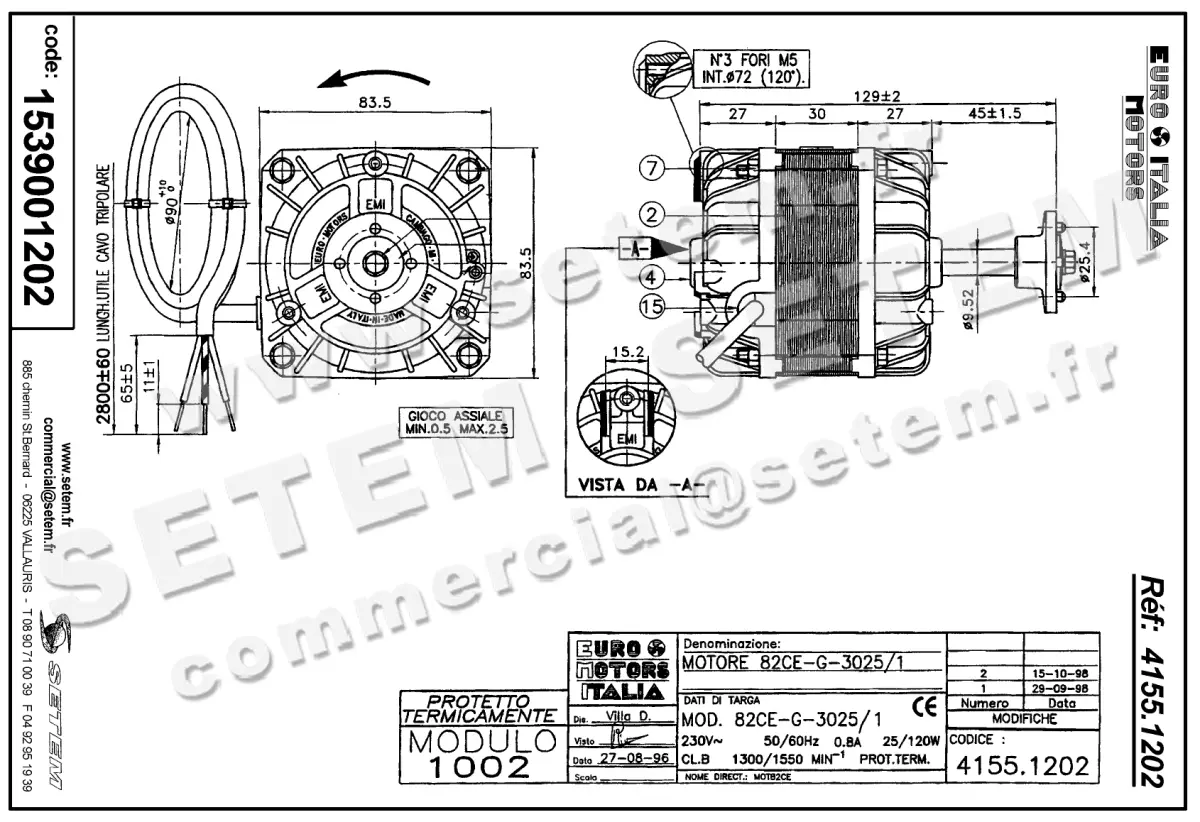 1539001202-MOTEUR EUROMOTORS 82CE-3025/G1 *4155.1202* 4