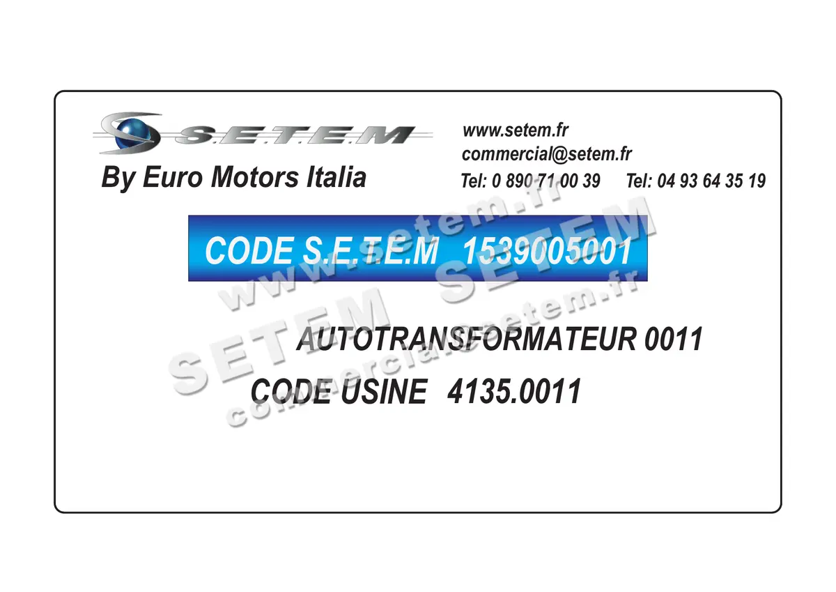 1539005001-AUTOTRANSFORMATEUR 0011 EUROMOTORS 4135.0011 * * 5