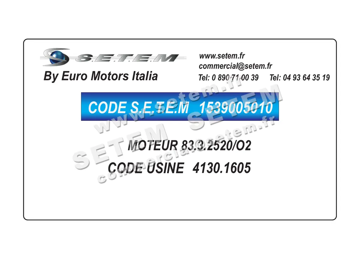 1539005010-MOTEUR EUROMOTORS 83.3.2520/O2 *4130.1605* 4