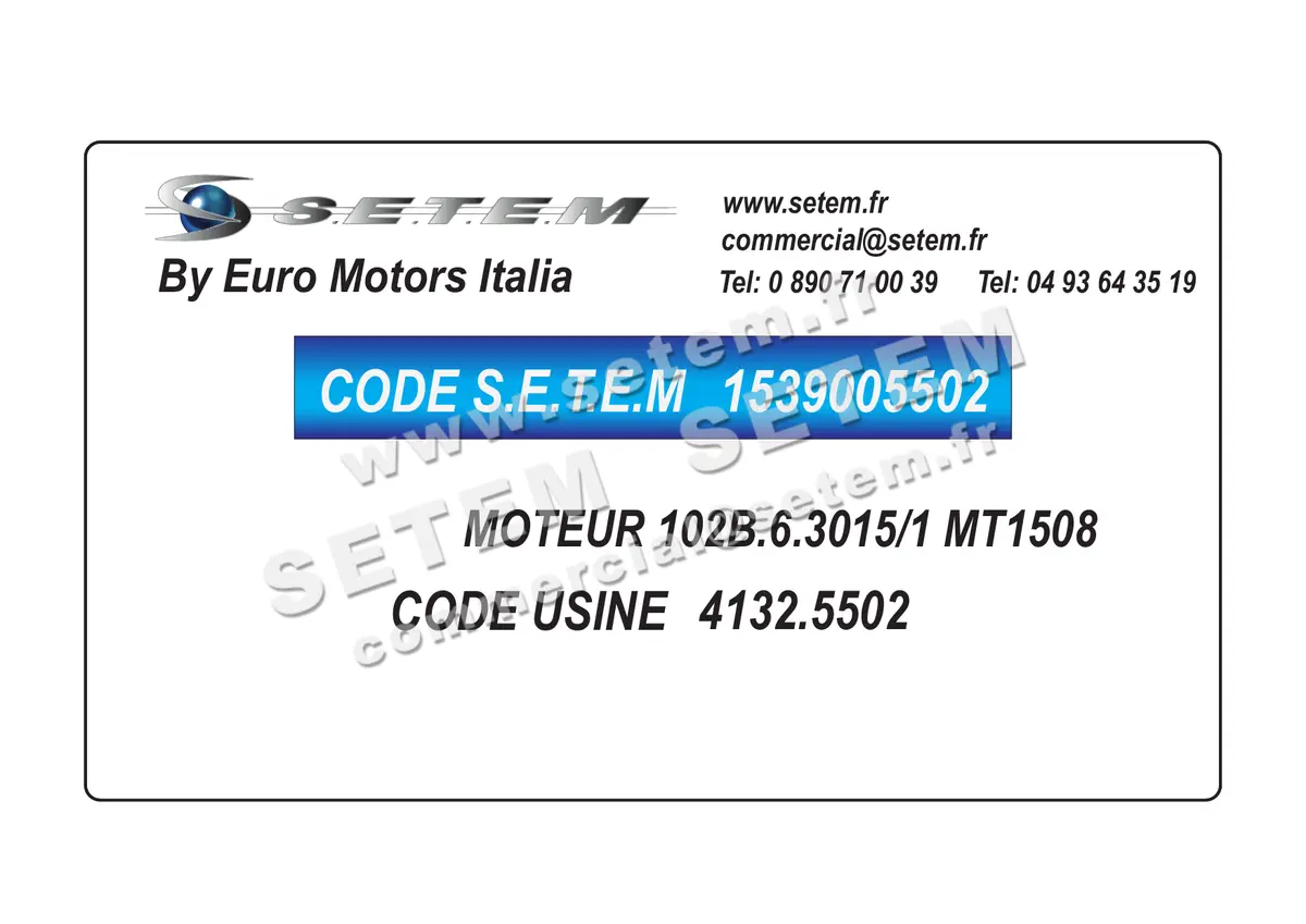 1539005502-MOTEUR EUROMOTORS 102B.6.3015/1 "MT1508" *4132.5502* 2