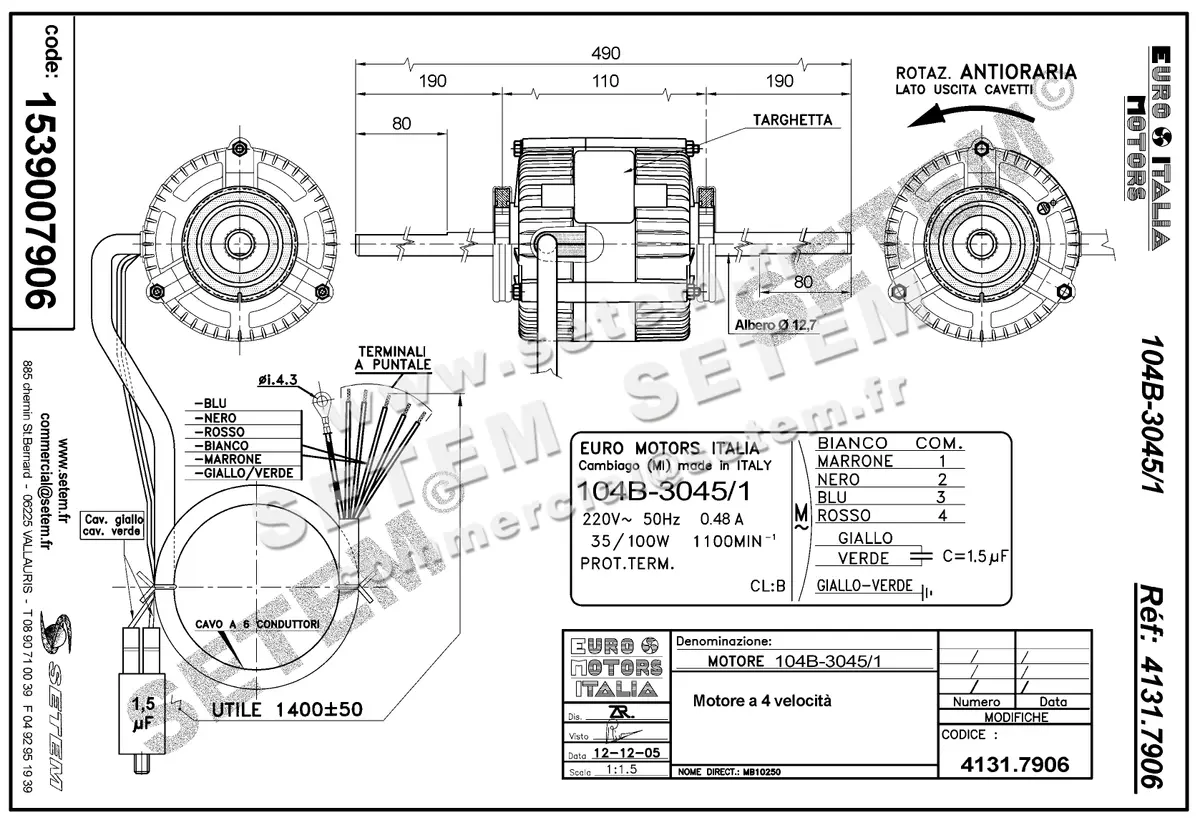 1539007906-MOTEUR EUROMOTORS 104B.3045/1 *4131.7906* 3