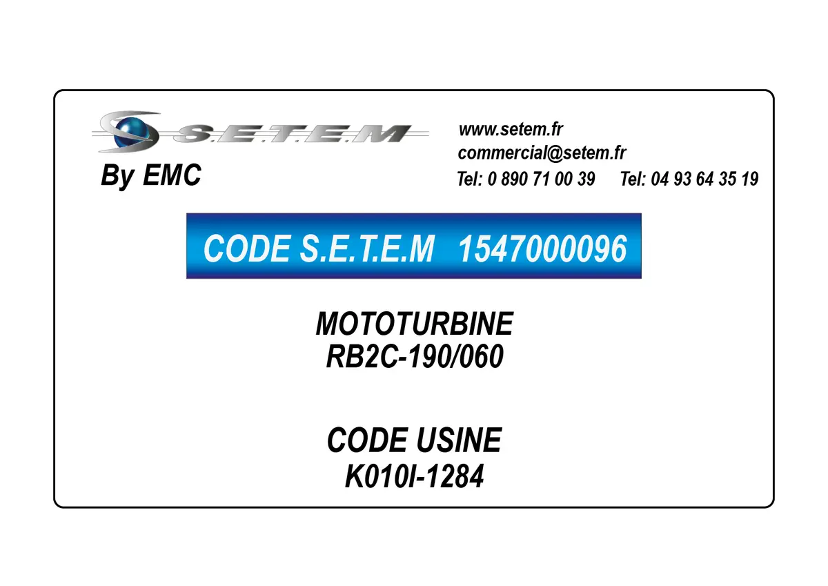1547000096-MOTOTURBINE EMC RB2C-190/060 *K010I-1284*
