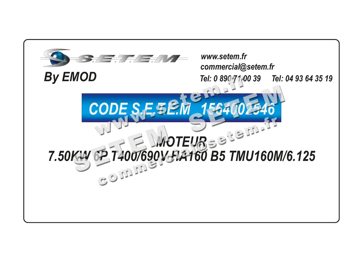1564002546-MOTEUR EMOD 7.50KW 6P T400/690V HA160 B5 TMU160M/6.125