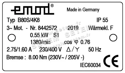 1564002847-MOTEUR EMOD FREIN 0.55KW 4P T230/400V HA80 B5 B80S/4K8 2
