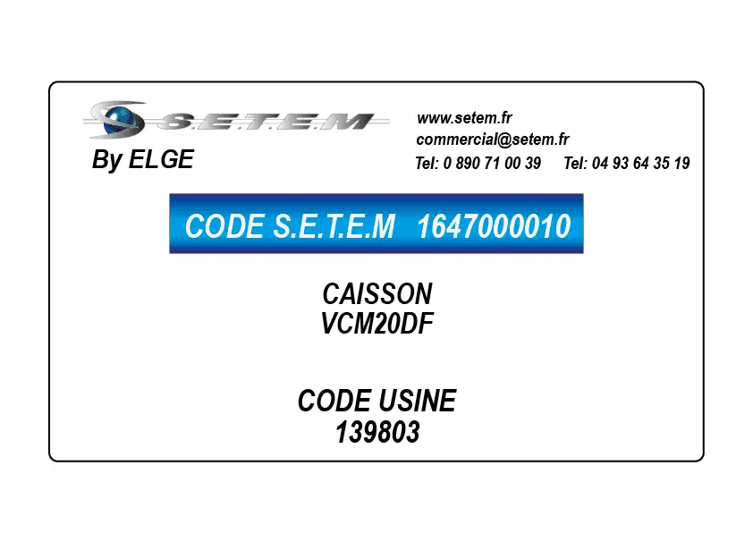 1647000010-CAISSON ELGE VCM20DF *139803*