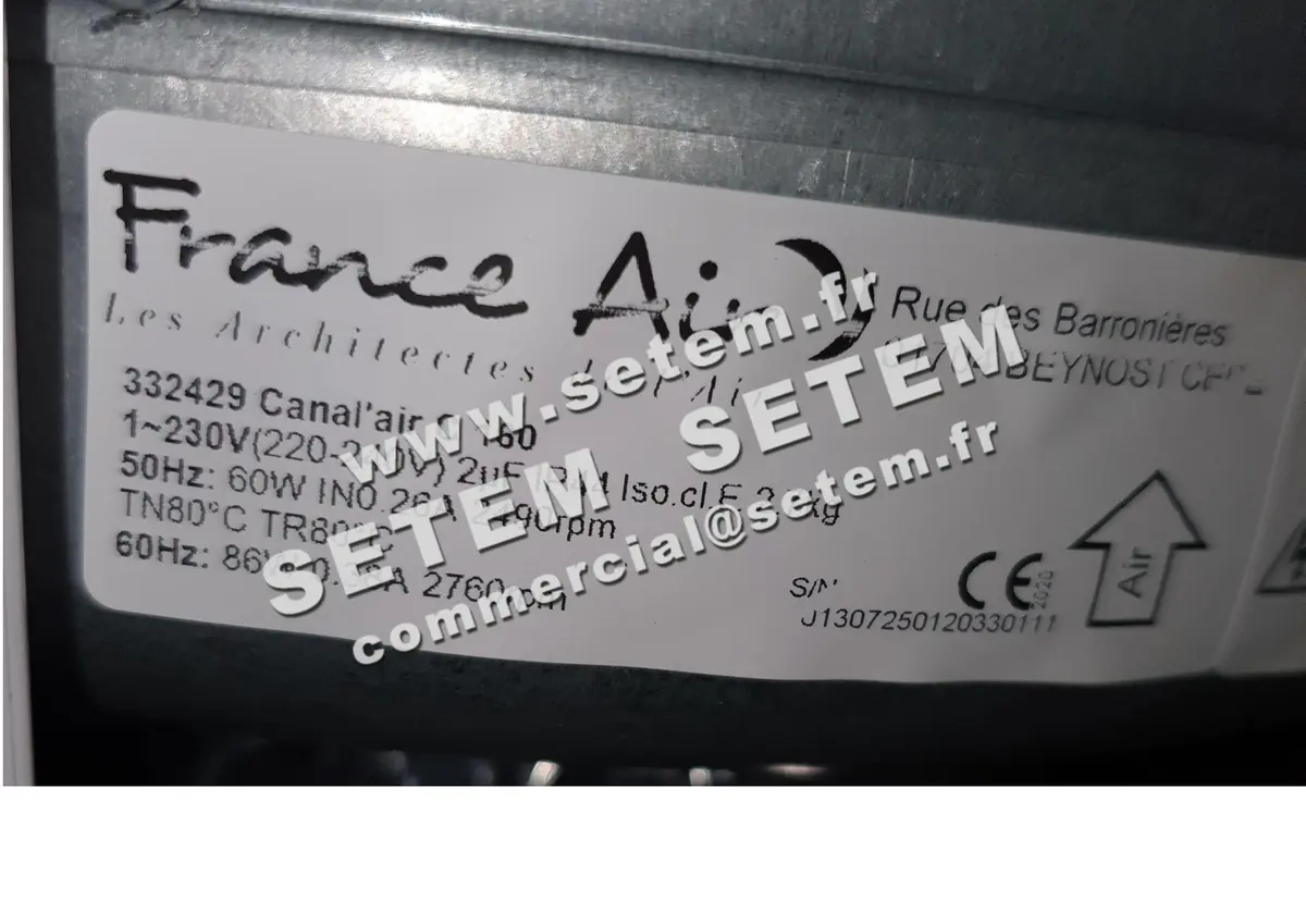 1801002173-VENTILATEUR FRANCEAIR CANAL'AIR C160 *332429*
