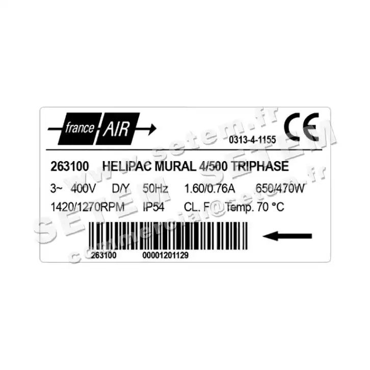 1801004792-VENTILATEUR FRANCEAIR HELIPAC MURAL 4/500T *263100* 2