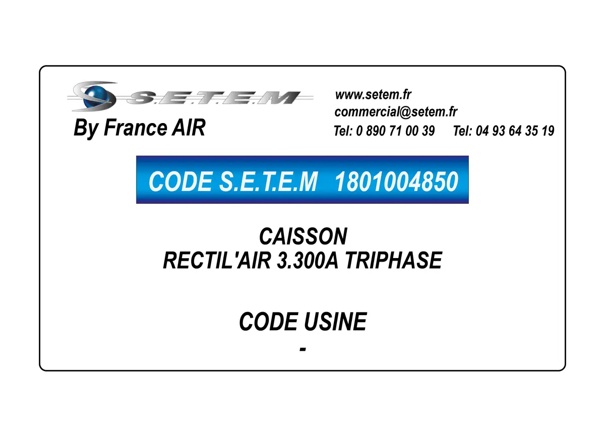 1801004850-CAISSON FRANCEAIR RECTIL'AIR 3.300A TRIPHASE