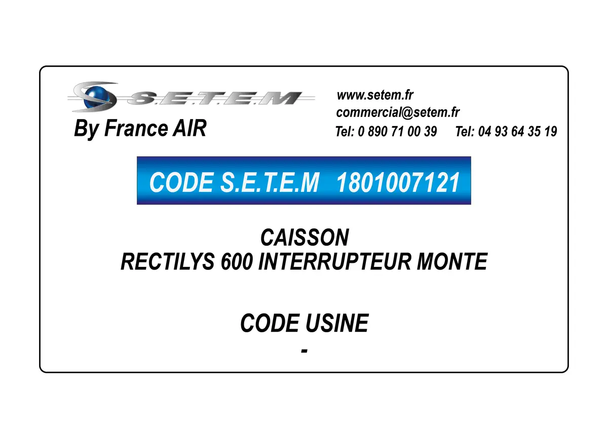 1801007121-CAISSON FRANCEAIR RECTILYS 600 INTERRUPTEUR MONTE