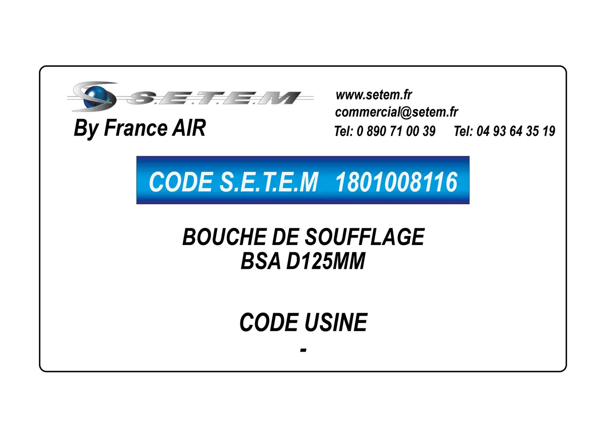 1801008116-BOUCHE DE SOUFFLAGE BSA D125MM FRANCEAIR