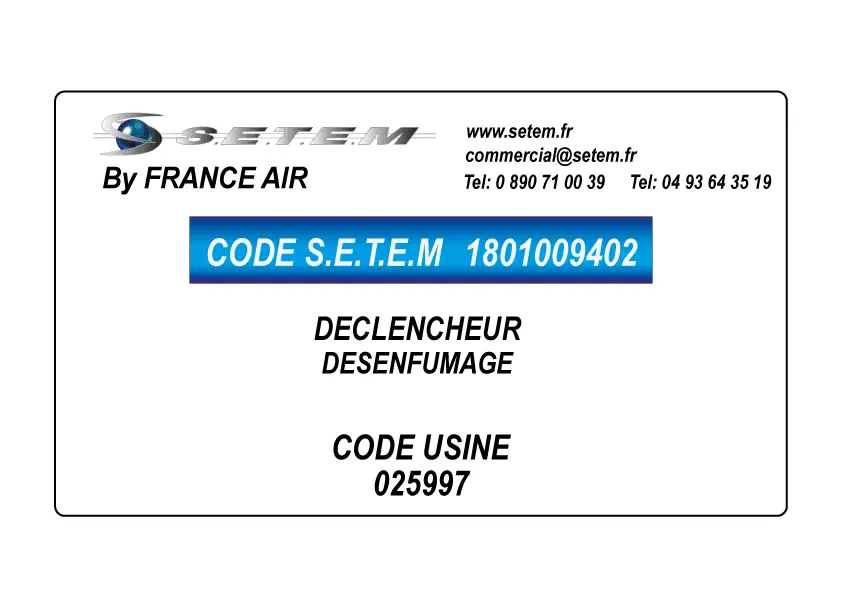 1801009402-DECLENCHEUR DE DESENFUMAGE FRANCE AIR *025997*
